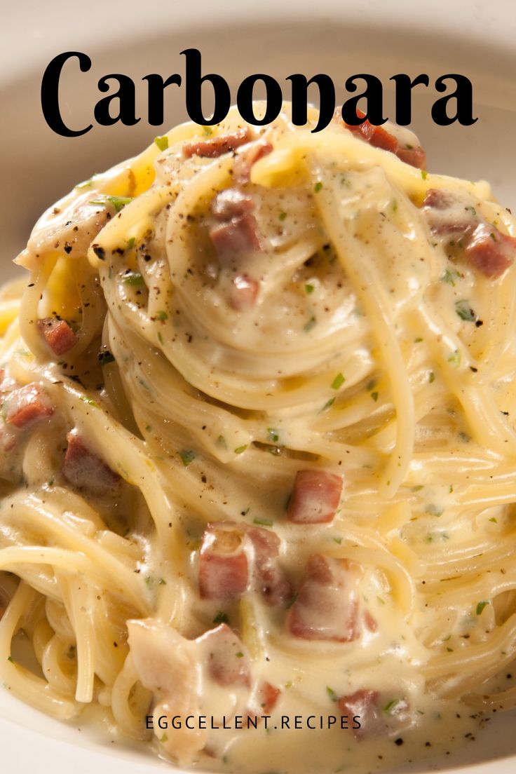 this is an image of a plate of carbonara