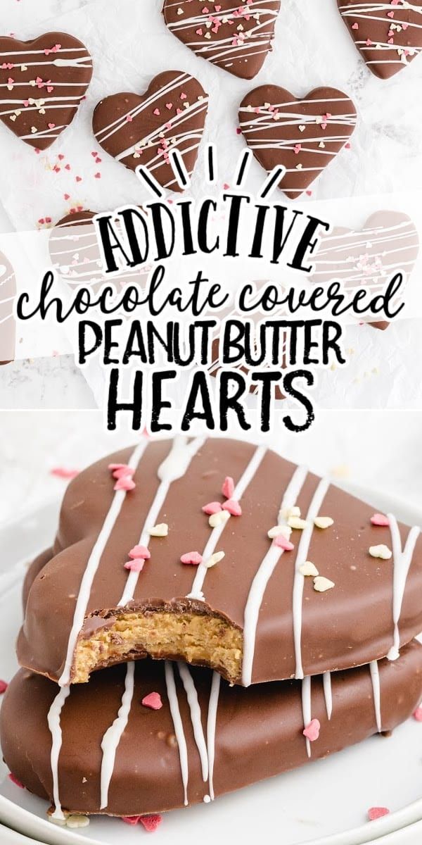 chocolate covered peanut butter hearts on a plate