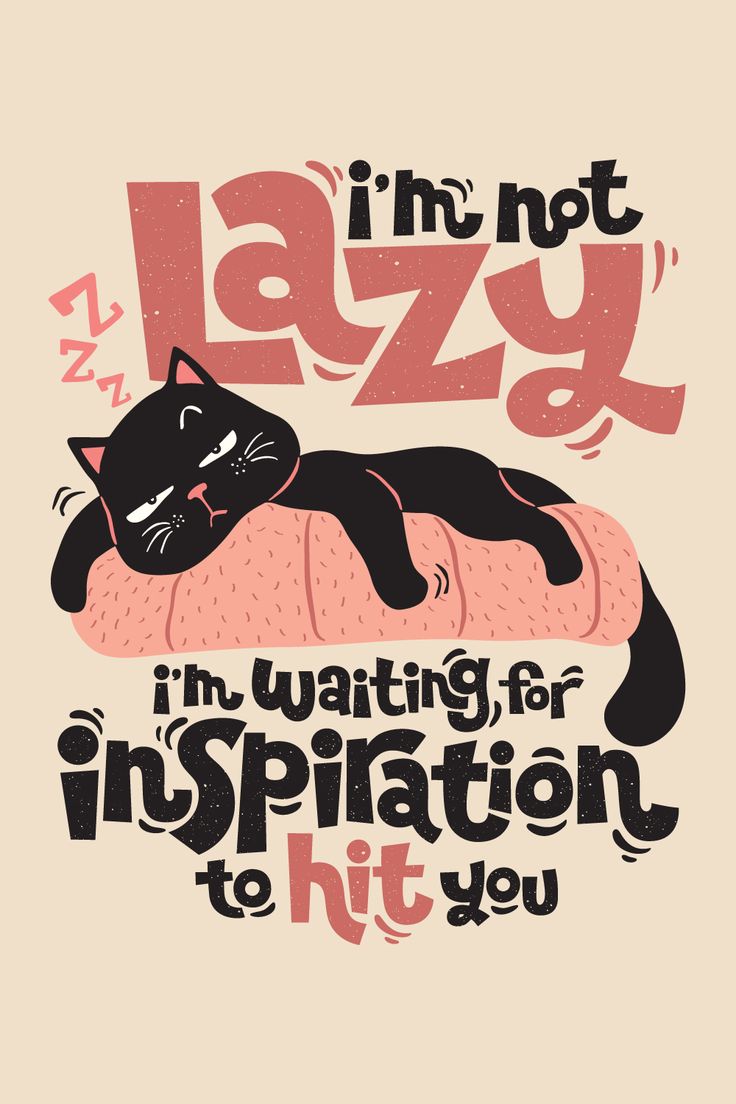 a black cat laying on top of a pillow with the words lazy written above it