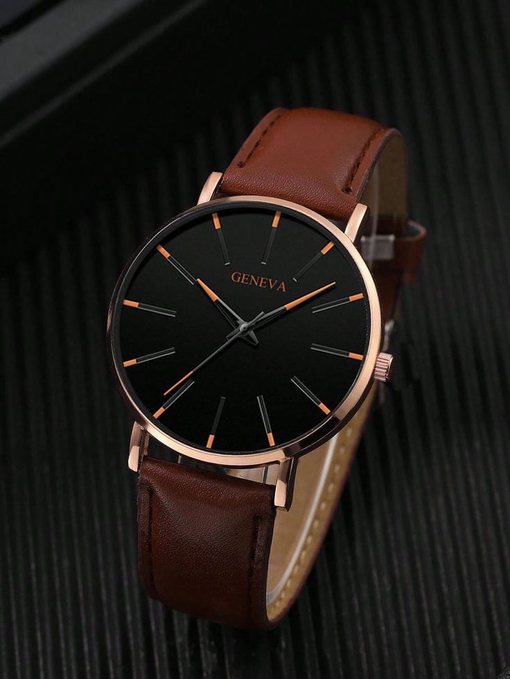 1pc Men Coffee Brown PU Polyurethane Strap Business Round Dial Quartz Watch, For Daily Life As A Gift For Students Returning To School  Casual     Wrist Watches   Men Watches, size features are:Bust: ,Length: ,Sleeve Length: Minimal Watch, Boys Watches, Men Coffee, Mens Fashion Simple, Mens Watches Leather, Wood Bead Bracelet, Brown Leather Bracelet, Coffee Fashion, Casual Watches