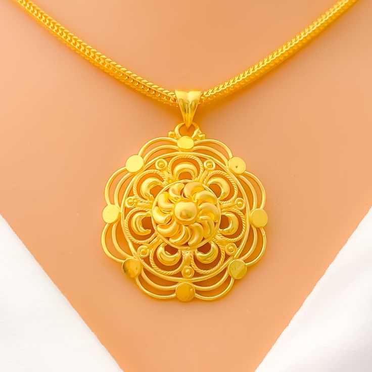 impressive-ornate-22k-gold-pendant 22k Gold Necklace With Round Pendant And Intricate Design, Yellow Jewelry For Puja, Elegant Yellow Necklace For Puja, Elegant Yellow Jewelry For Puja, 22k Gold Pendant Necklace With Locket, 22k Gold Round Pendant Necklace With Intricate Design, Lockets Gold Indian, 22k Gold Necklace With Intricate Round Pendant, Yellow 22k Gold Necklace With Round Pendant