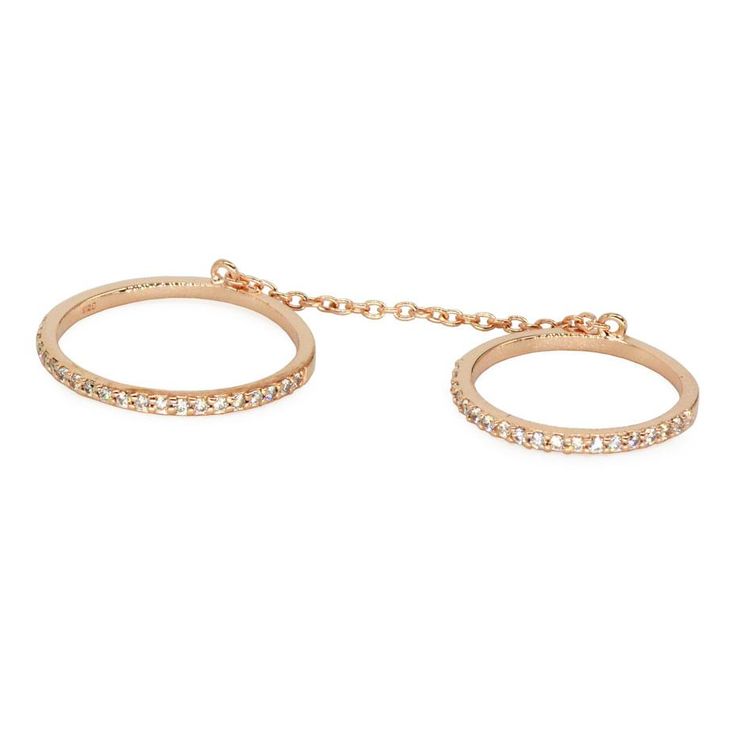 Our Double Chain ring is the perfect duo for your finger The chain ensures that the smaller knuckle ring stays in place. Crystal pave is set in 925 Sterling silver. Plating options in gold, silver and rose gold Adjustable Chain Rose Gold Ring, Rose Gold Tarnish Resistant Fine Chain Ring, Rose Gold Tarnish-resistant Fine Jewelry Chain Ring, Rose Gold Tarnish-resistant Fine Chain Ring, Minimalist Rose Gold Ring With Adjustable Chain, Fine Jewelry Rose Gold Rings With Adjustable Chain, Rose Gold Adjustable Chain Ring For Promise, Rose Gold Adjustable Chain Ring Fine Jewelry, Rose Gold Chain Ring With Adjustable Chain For Promise