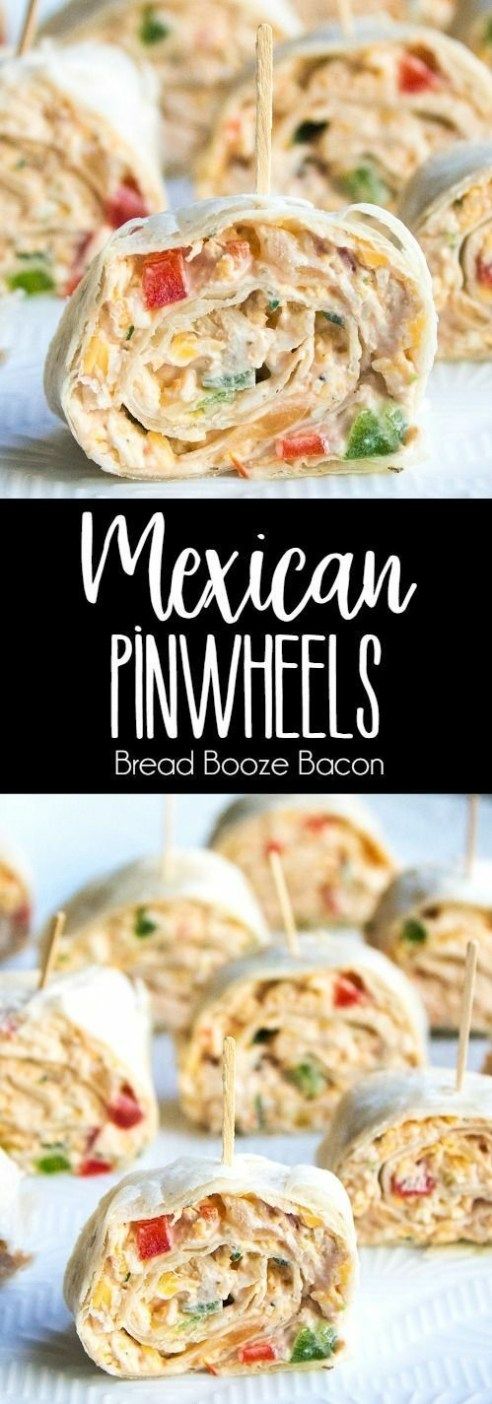 mexican pinwheels are stacked on top of each other