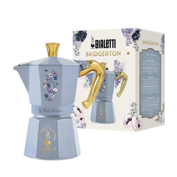 PRICES MAY VARY. Bialetti and Netflix have joined forces to create in bringing the Bridgerton lifestyle to the world of coffee. This special edition Moka pot captures the essence of the Regency era, adorned with intricate details and luxurious patterns inspired by the popular Netflix series. The cerulean blue finish, combined with delicate floral design, reflects the opulence and sophistication of the Bridgerton world. This collaboration is not only a celebration of refined aesthetics but also a Cute Kitchenware, Luxury Kitchenware, Stovetop Espresso Maker, Bialetti Moka, Stovetop Espresso, Amazon Coffee, Moka Pot, Espresso Maker, Cerulean Blue