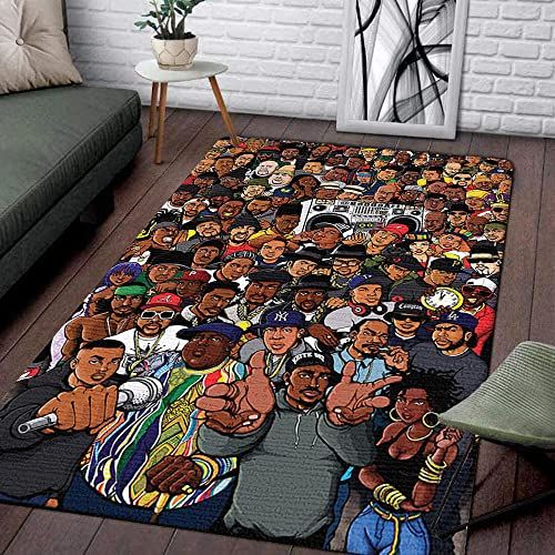 the rug is full of black men and their names on it, all in different colors