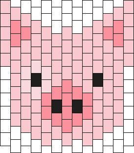 a cross stitch pattern with pink squares and black dots on the center, as well as two smaller squares