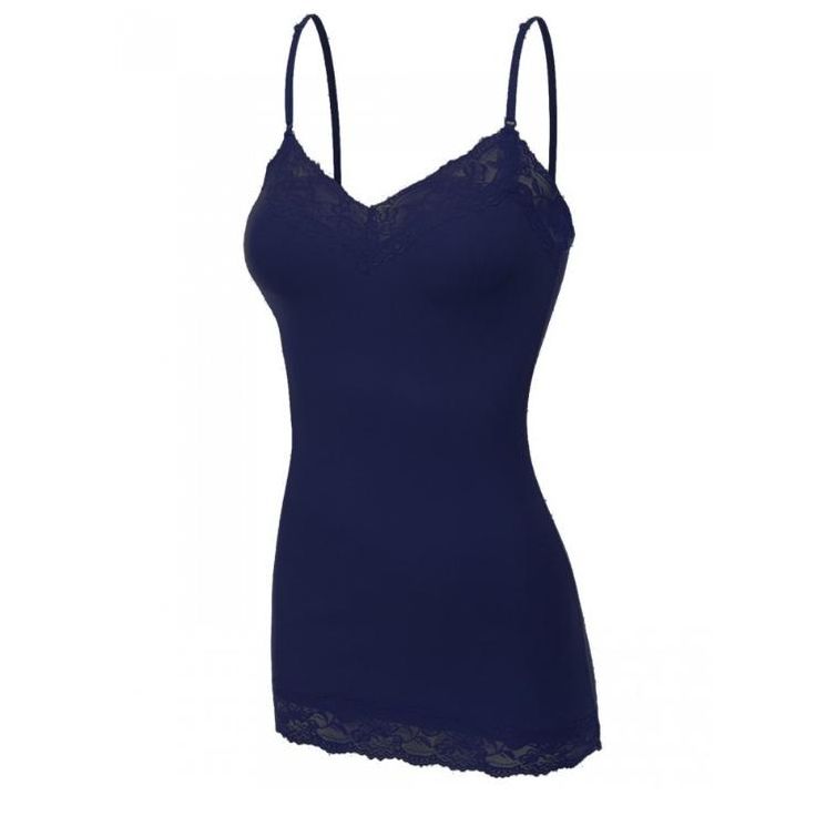 It Had to be You Lace Camisole in Navy Step your layering up a notch with this lovely Lace Camisole Top! Fully adjustable straps. 95% Cotton / 5% Spandex Lace Undershirt, Lace Camisole Top, Lace Trim Cami, Lace Camisole, Tank Top Camisole, Lace Cami, Womens Basic, Strap Top, Cute Everyday Outfits