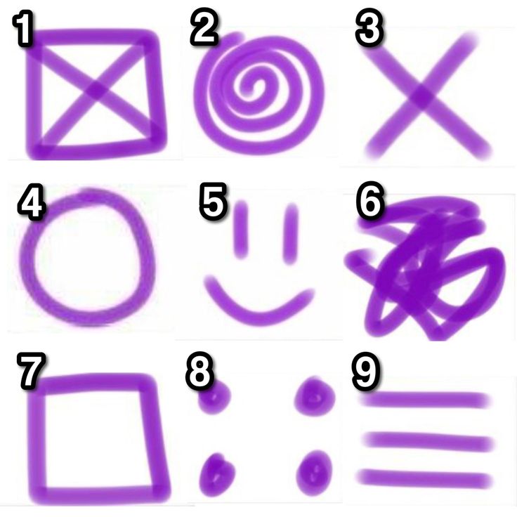 the numbers and symbols are drawn in purple ink