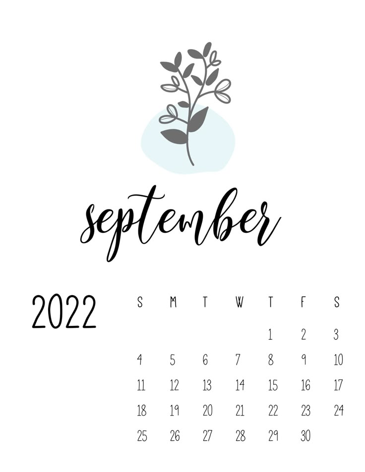 a calendar with the word september on it and a plant in the middle of it