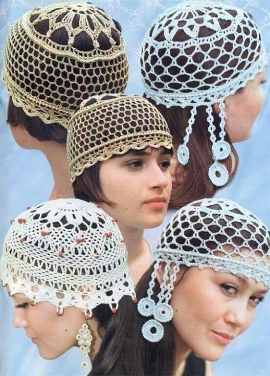 an image of women's crocheted hats and headbands in the book