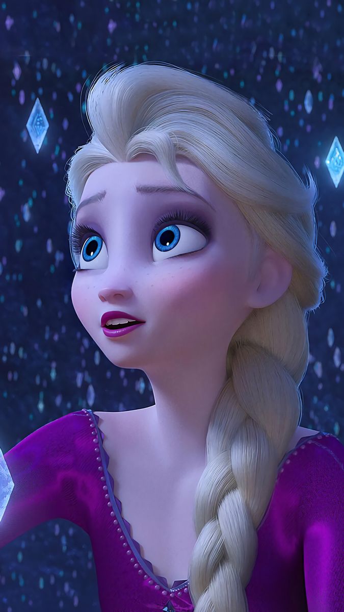 a frozen princess with blue eyes and braids holding an ice flask in her hand