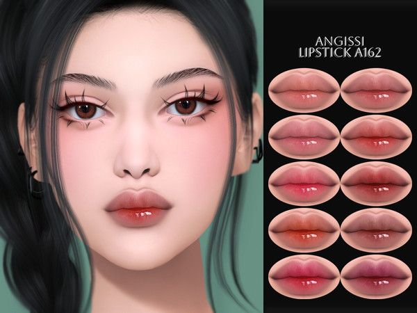 ANGISSI's Lipstick A162 Sims Makeup, Cc Makeup, Sims 4 Tattoos, Makeup Cc, Sims 4 Anime, Pelo Sims, Sims 4 Cc Makeup, Sims 4 Cc Skin, Sims 4 Expansions