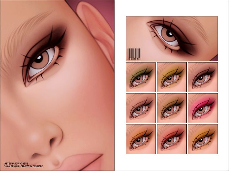 the eyes and eyebrows of a woman with long lashes are shown in different colors, including pink