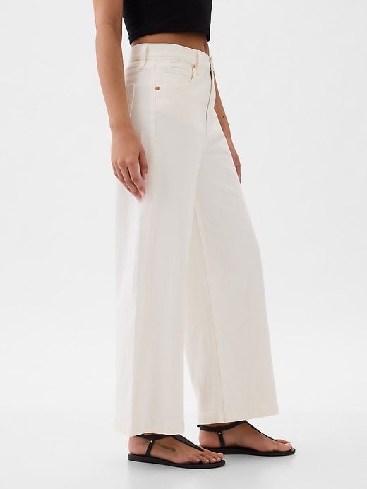 High Stride Wide-Leg Ankle Jeans White Wide Leg Jeans Outfit, White Wide Leg Jeans, Wide Leg Jeans Outfit, White Jeans Outfit, Classic Style Outfits, Jeans Look, Non Stop, Ankle Jeans, High Rise Jeans