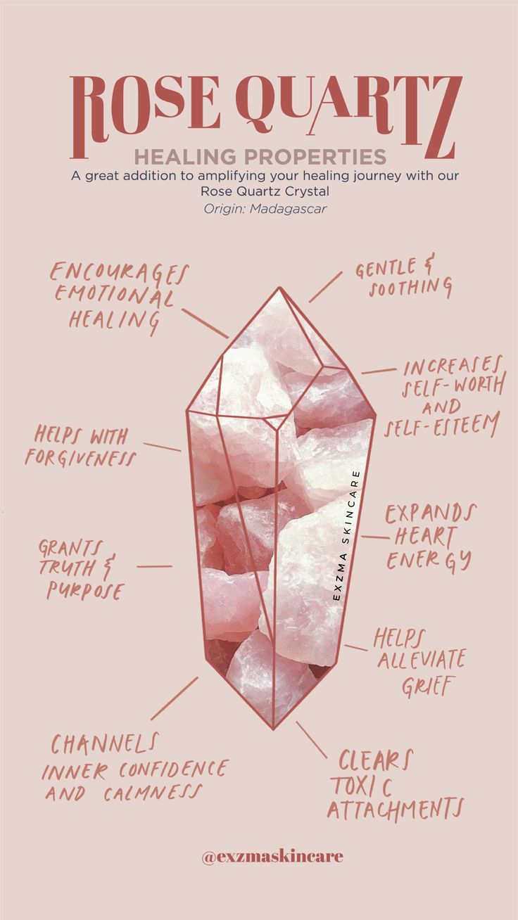 a pink poster with the words rose quartz on it