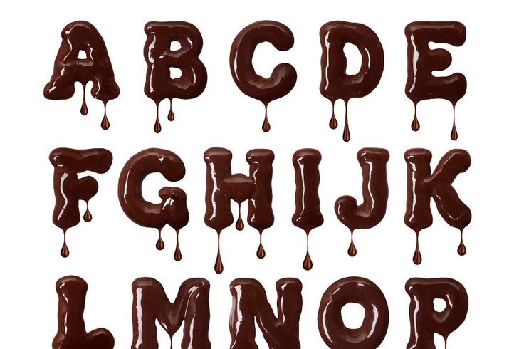 the chocolate letters are dripping down on each other