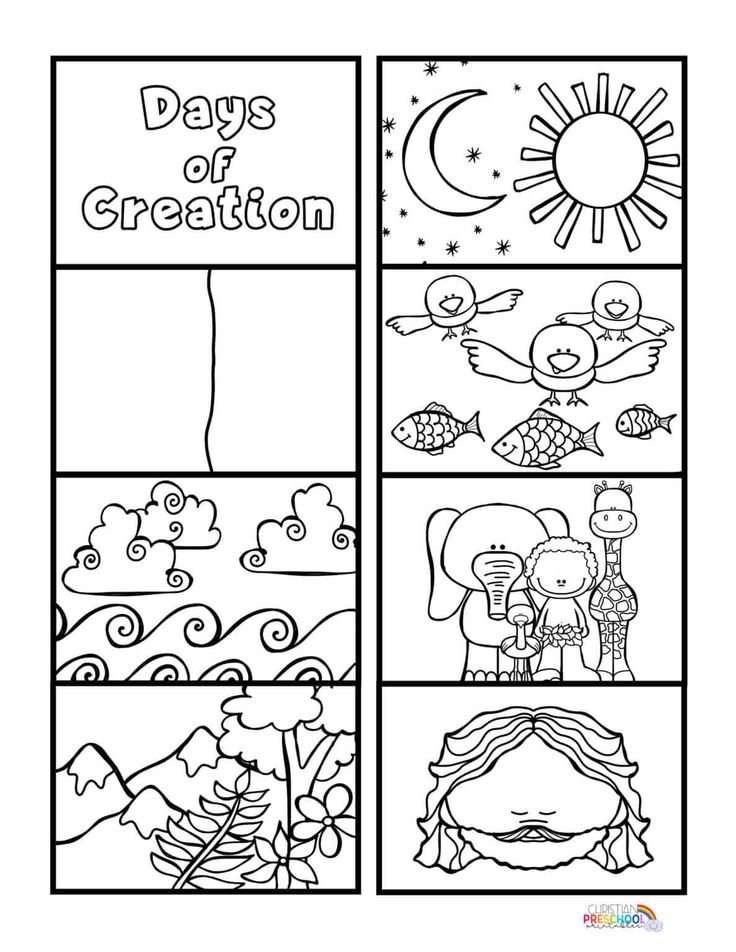 the days of creation coloring page for children to print and color with their own pictures