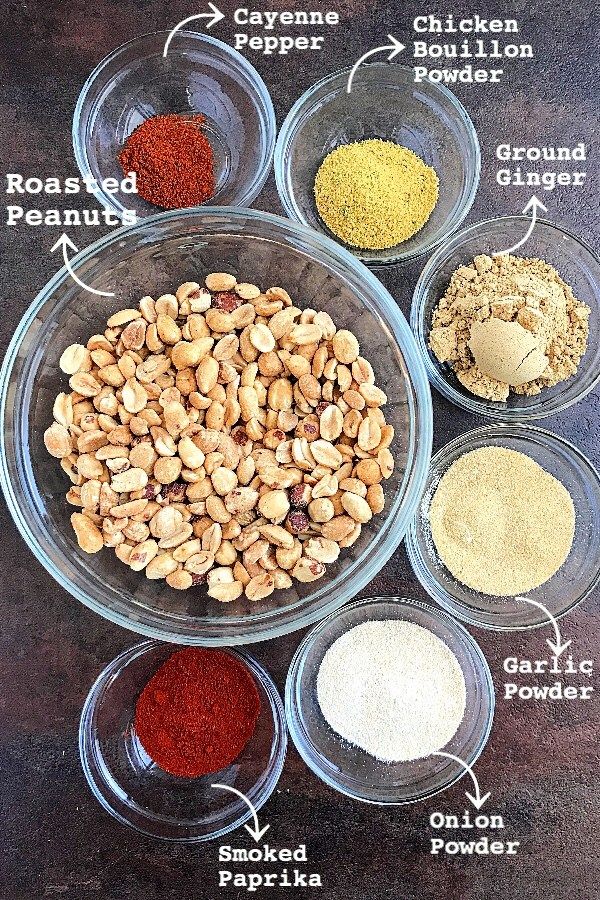 an image of different spices in bowls on a table with the ingredients labeled to make it