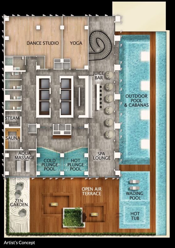 the floor plan for an indoor swimming pool