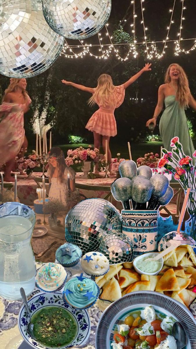 Mamma Mia inspired party theme mood board Mamma Mia Theme, Mamma Mia Party, Mamma Mia Wedding, 17th Birthday Party Ideas, Queen Birthday Party, Seventeenth Birthday, 17th Birthday Ideas, Debut Ideas, 20th Birthday Party