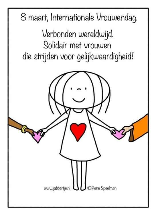 a girl holding two hands with the words, 3 march internationale vrrwenndag