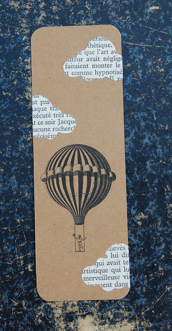 a bookmark with an image of a hot air balloon in the sky on it