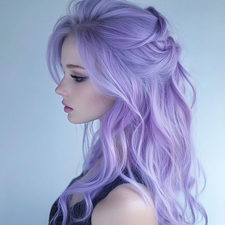 40 Stunning Pastel Purple Hair Ideas - Hair Guru Amethyst Purple Hair, Lilac Hair Aesthetic, Lavender Hair Short, Purple Pastel Hair, Pastel Lavender Hair, Purple Hair Ideas, Neon Hair Color, Pastel Purple Hair, Pastel Rainbow Hair