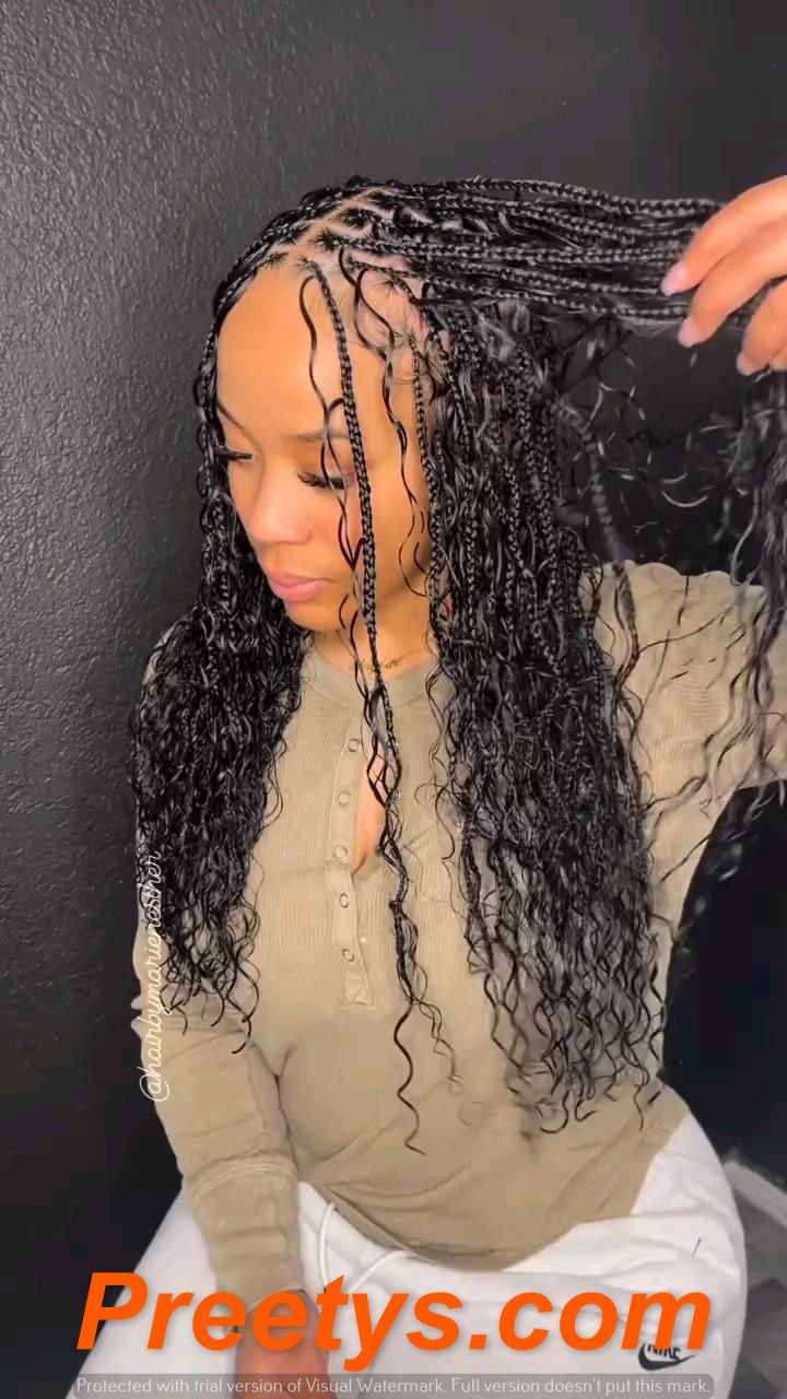 Boho Beauty: Trendy Knotless Braids & Goddess Styles 2024 Preetys.com Boho Braided Hairstyles, Latest Hair Braids, Hair Styles Braids, Short Box Braids Hairstyles, Styles Braids, Goddess Braids Hairstyles, Braided Cornrow Hairstyles, Box Braids Hairstyles For Black Women, Cute Box Braids Hairstyles