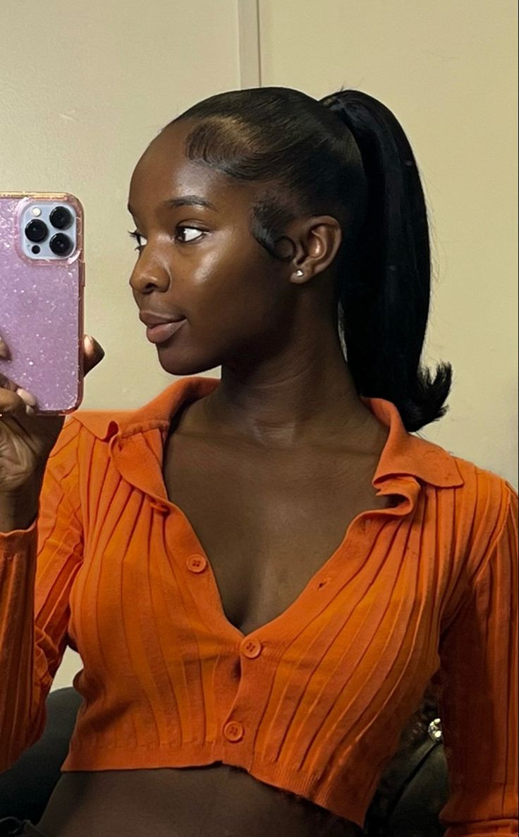 Black Woman With Ponytail, Elegant Hairstyle Black Women, Wigs Hairstyles Black Women, Black Slick Hairstyles, Hairstyles Ponytail Black Women, Hair Ponytail Styles Black Women, Natural Hair Birthday Styles, Barbie Ponytail No Swoop, Updo With Ponytail