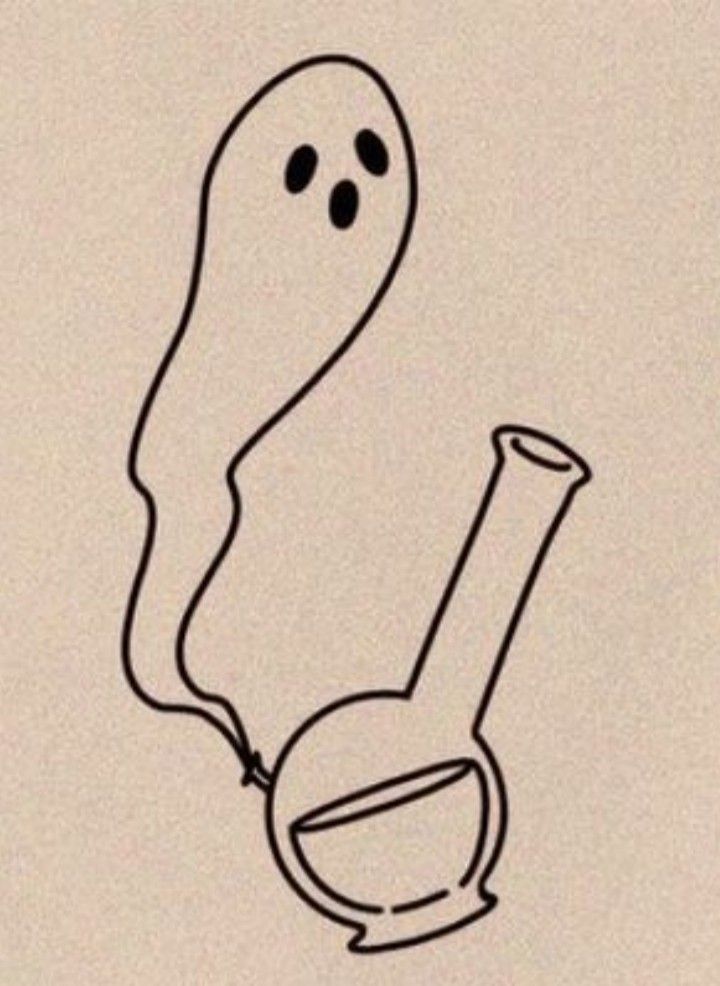 a black and white drawing of a pipe with a ghost on it's side