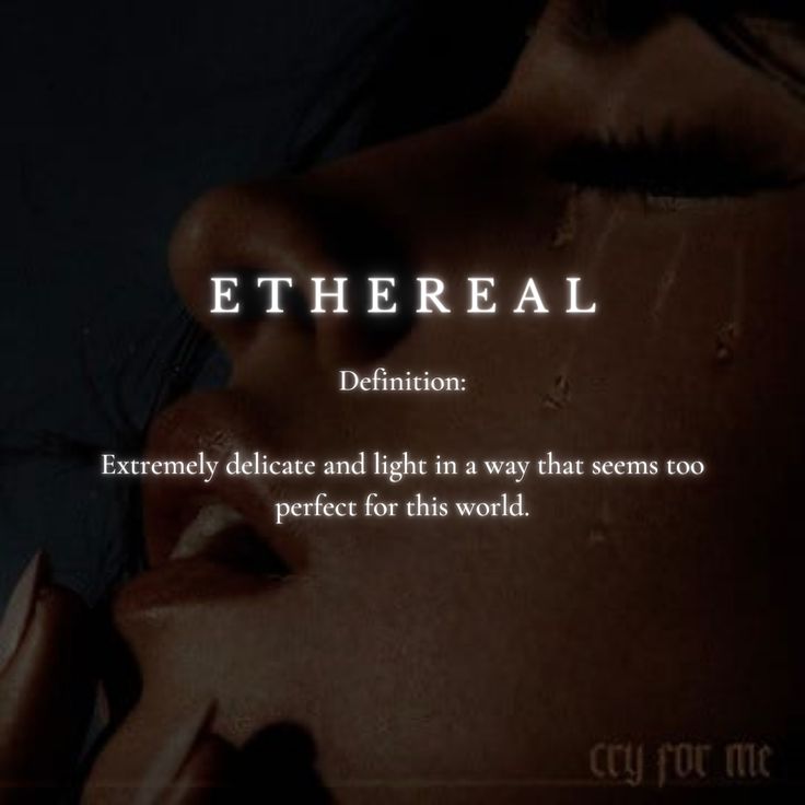 an image of a woman with her eyes closed and the words ethereal written on it