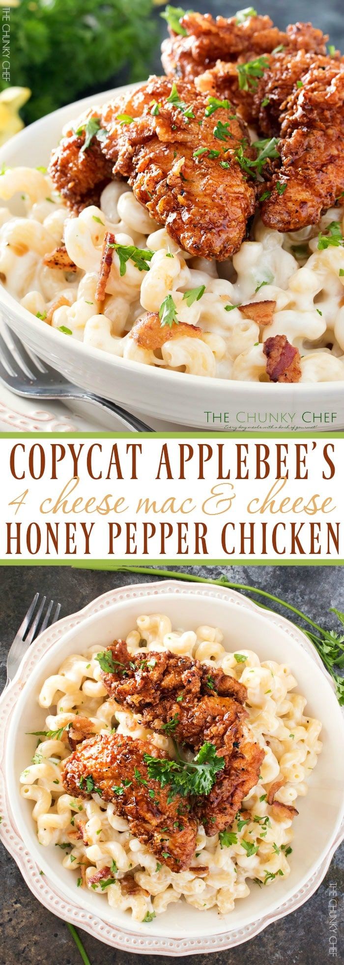 copycat applebee's macaroni and cheese with honey pepper chicken on the side