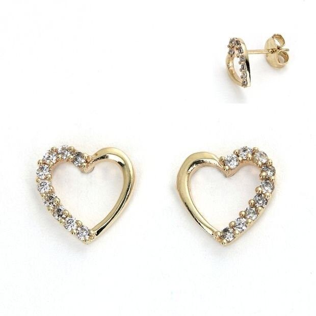 14K SOLID YELLOW GOLD HEART WOMEN'S EARRINGS WITH BRILLIANT CUBIC ZIRCONIA Made of solid 14K Pure Yellow Gold  Stamped "14K"  TOTAL WEIGHT 1.20 GRAMS Width 9.00 mm RETURN: 30 days money back guarantee. After receiving the item, please contact us within 7 days. Item needs to be in original/perfect condition and we will provide a refund or an exchange. FOR ANY QUESTIONS PLEASE CONTACT US!  THANK YOU Luxury Yellow Gold Heart-shaped Diamond Earrings, Luxury Yellow Gold Heart Drop Earrings, Heart Shaped Earrings, Heart Women, Gold Heart, Heart Of Gold, Solid Yellow, Heart Earrings, Heart Design