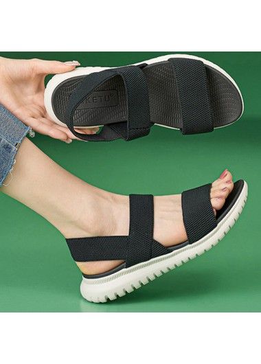 Color:Black;Size:36;Size:37;Size:38;Size:39;Size:40;Size:41;Size:42;Package Contents:1 Pair X Sandals;Style:Casual; Black Cushioned Wedge Sandals For Summer, Black Open Toe Slingback Sandals For Spring, Spring Black Open Toe Slingback Sandals, Black Synthetic Flat Heel Slingback Sandals, Black Synthetic Slingback Sport Sandals, Black Slingback Sandals With Flat Heel, Casual Black Slingback Sandals With Flat Heel, Black Round Toe Sandals For Summer, Black Flat Synthetic Slingback Sandals