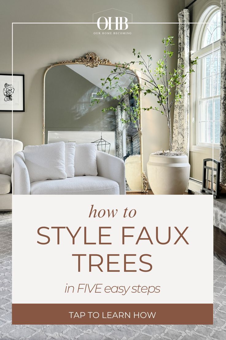 I love faux trees because they require zero maintenance and instantly bring life into any space in the home! Sometimes faux trees can come in planters that don’t match my home aesthetic, but I found an easy way to style them to give a more elevated and real look. If you're looking for Amazon home favorites, fall decor ideas for the home, living room inspiration, and chic home accents, these realistic faux trees from Amazon are going to be the perfect choice. Tap to shop! Large Artificial Trees Indoor Decor, Large Faux Tree Living Room, Faux Tree In Bathroom, Indoor Trees Decor, Decorating With Faux Trees, Decorating With Faux Plants, Fake Trees In Living Room, Faux Trees Indoor Living Room, Best Faux Trees