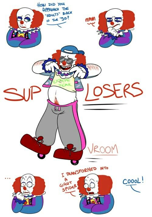 an image of clowns doing different things