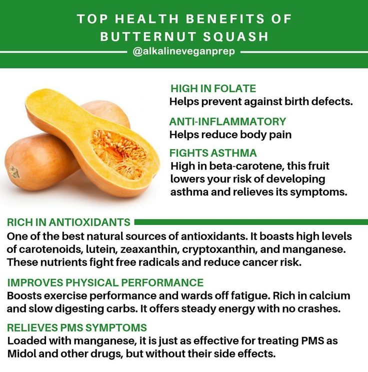 the health benefits of butternut squash are shown in this poster, which includes information on how to use it