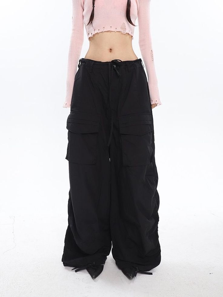 Product information: Fabric name: Polyester. SpandexStyle: Casual/Street/Hip Pop/Punk/Vintage/Y2K/Preppy Pant type: straight tube type Pant length: Long pants Waist type: high waist Color: green. black Main fabric component 2 content: 80% (included) -90% (not included)Description:This pair of Ruched Y2K Baggy Cargo Pants is crafted from a blend of polyester and spandex. and boasts a vintage. Y2K-inspired style. It features a straight tube type and a high-waisted silhouette. and comes in colors of green and black. The composition contains up to 80% of the main fabric component.Size Information: Size: M/L/XL/XXL/3XL Size：cm Lenght Hip Waist M 100 104 70 L 101 108 72 XL 102 112 74 2XL 103 116 76 3XL 104 120 78 90s Style Baggy Wide Leg Pants, Y2k Style Baggy Full-length Parachute Pants, Stretch Wide Leg Pants For Streetwear, Y2k Straight Cargo Pants For Streetwear, Y2k Style Baggy Wide-leg Pants, Y2k Baggy Full-length Bottoms, 90s High-waisted Parachute Pants For Streetwear, Y2k Baggy Wide-leg Pants, 90s High Waist Parachute Pants For Streetwear