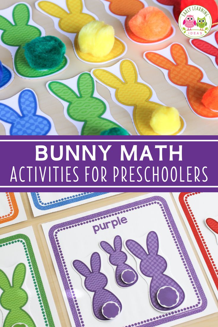 bunny math activities for preschoolers with the title overlay