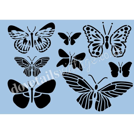 butterflies stencil set on a blue background