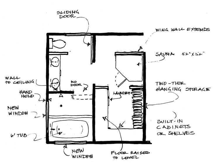 the floor plan for a small bathroom