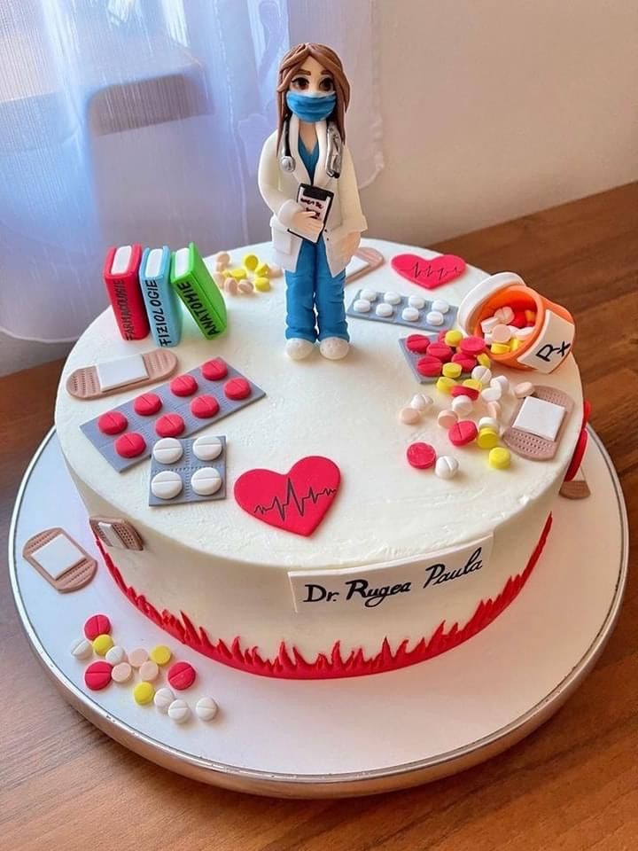 a cake with a doctor theme on it