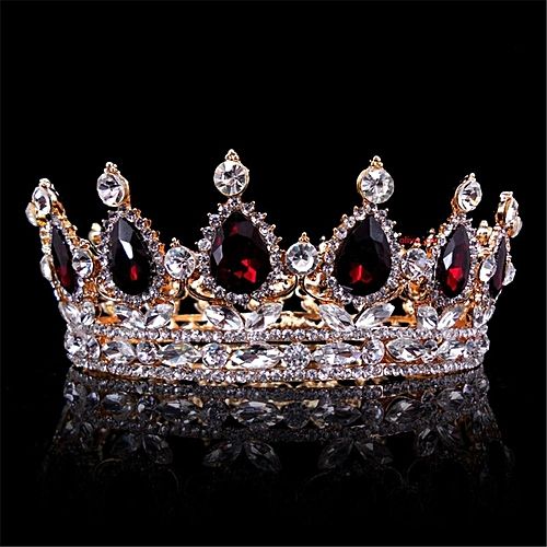 Gold King Crown, Quinceanera Jewelry, King Hat, Bridal Crown Tiara, Crown Aesthetic, Pageant Crowns, Crown For Women, Crystal Bridal Tiaras, Red Crown