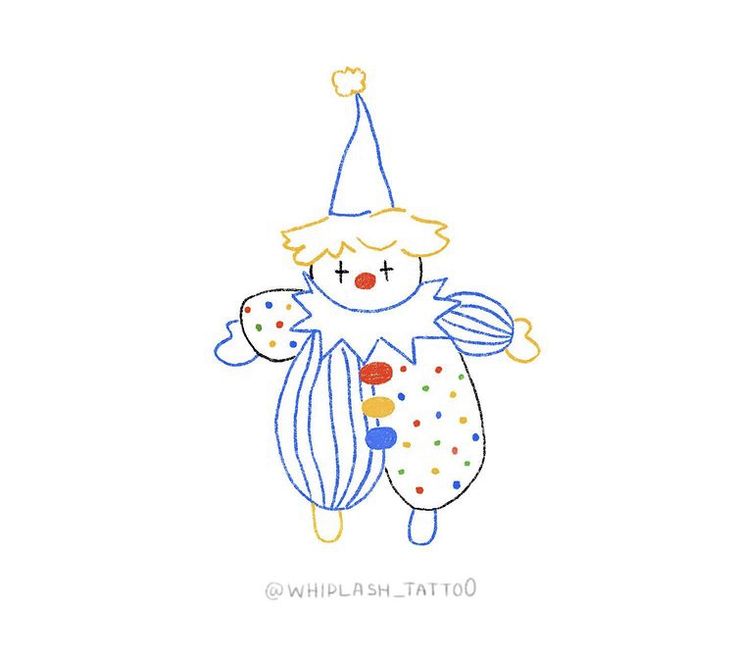 a drawing of a clown wearing a hat