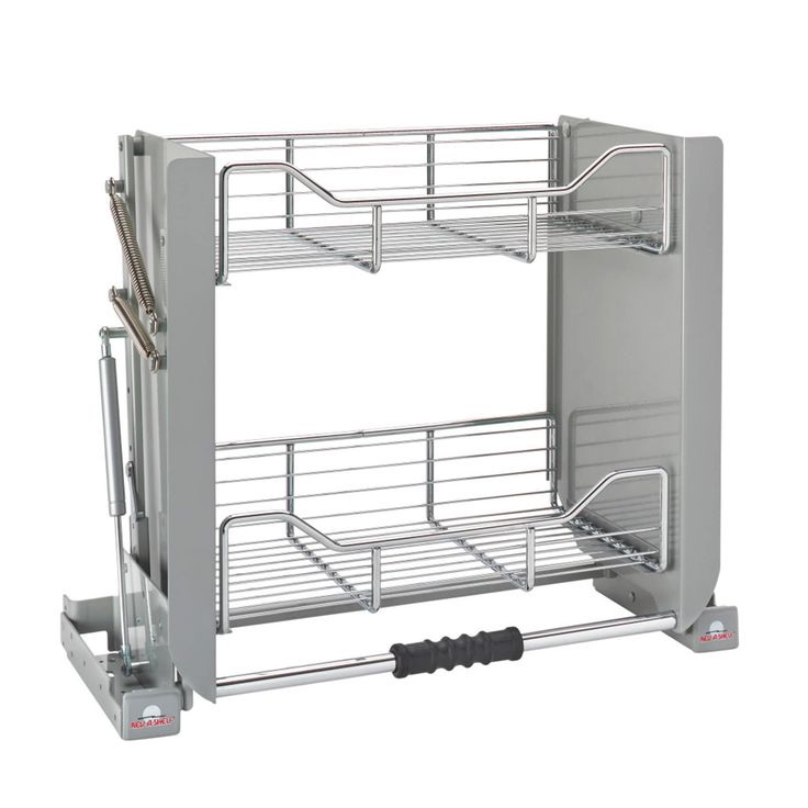 Reach the top shelf with ease thanks to Rev-A-Shelf 24'' Chrome Convenient Wall Cabinet Pulldown Shelf System. This Pulldown Shelf Organizer is guaranteed to rid of your kitchen mess, giving you a seamless organization system. Bring hard-to-reach items down to you with this convenient Two-Tier cabinet Pulldown system. This functional drop-down shelf basket features a unique gas-assisted lifting/lowering mechanism that provides unparalleled stability through the entire range of motion. The Pulldo Pull Down Shelf, Cabinet Shelf, Rev A Shelf, Shelf System, Kitchen Pulls, Shelf Organizer, Tall Cabinet, Cabinet Shelving, Shelving Systems