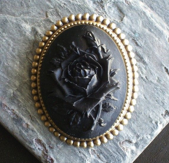 Black rose cameo brooch antique brass brooch by DelicateIndustry1 Antique Black Brooch For Wedding, Antique Black Wedding Brooch, Antique Black Wedding Brooches, Black Gothic Jewelry Brooch, Black Gothic Brooch Jewelry, Black Gothic Brooch, Victorian Bronze Brooches For Gift, Antique Black Brooch For Gift, Bronze Victorian Brooches For Gifts