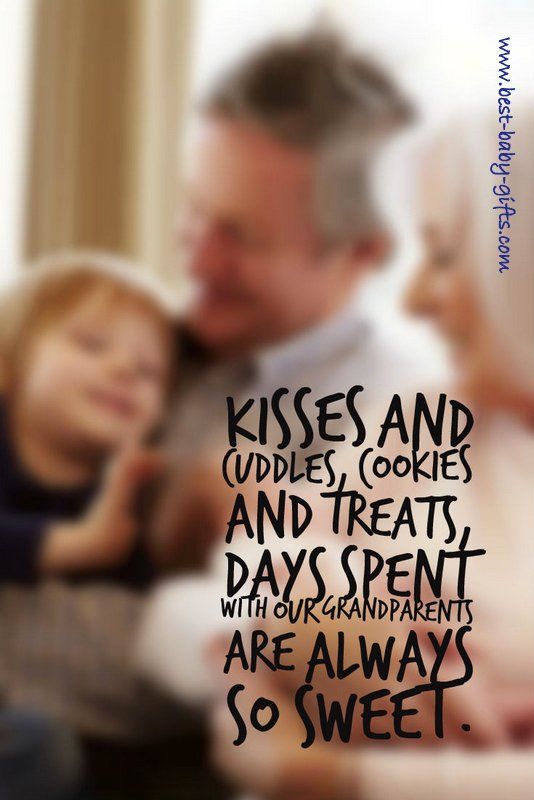 an image of a man and two children with the words kisses and uddles cookies and treats days spent with our grandparents are always so sweet