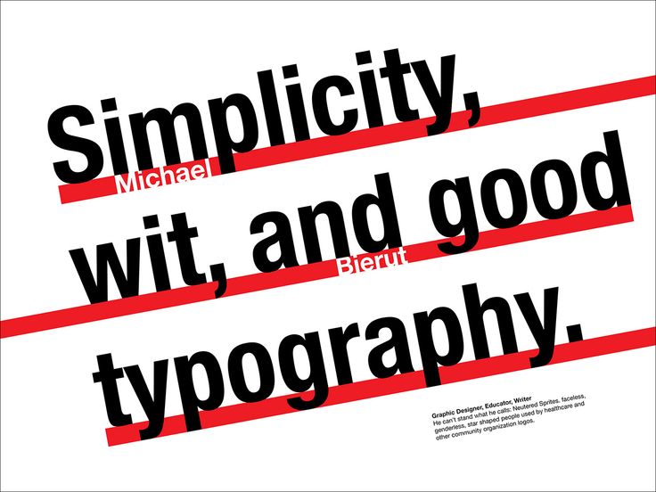 a poster with the words simplicity, wit and good typography