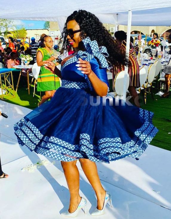 Blue Shweshwe Dresses, Plus Size Shweshwe Dresses, Kids African Dresses, Sesotho Traditional Dresses, Dresses With Tulle, South African Traditional Dresses, African Traditional Wear, African Traditional Wedding Dress, African Attire Dresses