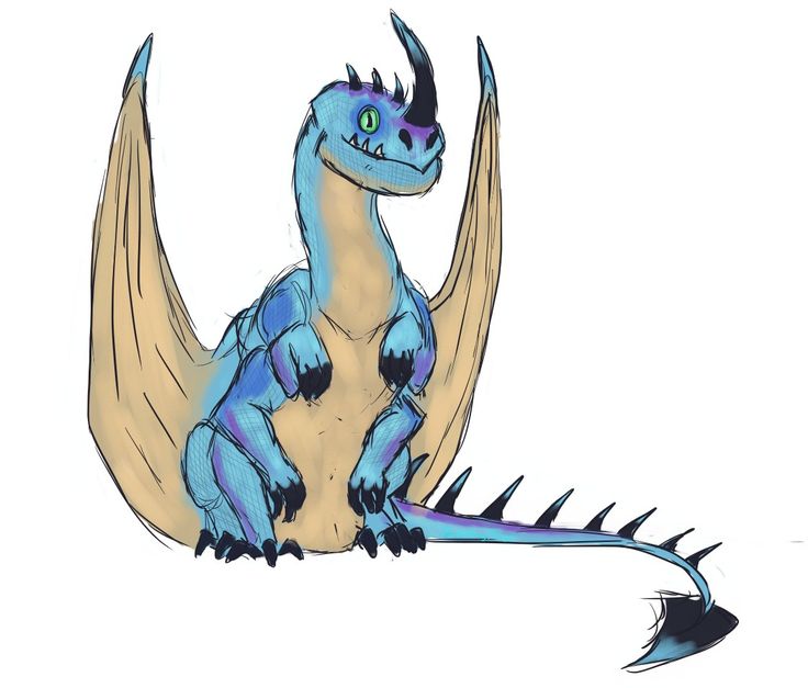 a drawing of a blue and yellow dragon sitting on the ground with its wings spread